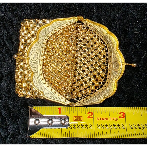 Vintage Mesh Coin Purse with Kissing Clasp Art Deco Gold Tone Whiting Davis - Picture 9 of 11